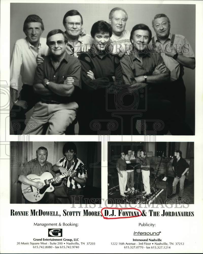 1997 Press Photo Ronnie McDowell, Scotty Moore, D.J. Fontana and The Jordanaires - Historic Images