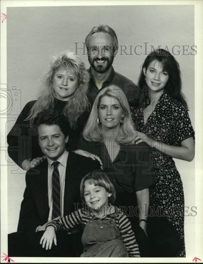 1987 Press Photo Michael J Fox, Tina Yothers, and &quot;Family Ties&quot; Costars - Historic Images