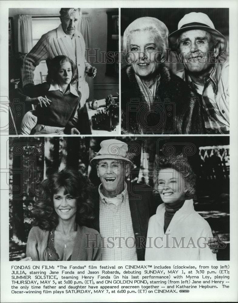 1983 Press Photo Henry Fonda, Jane Fonda, Jason Robards, Myrna Loy and Costars - Historic Images