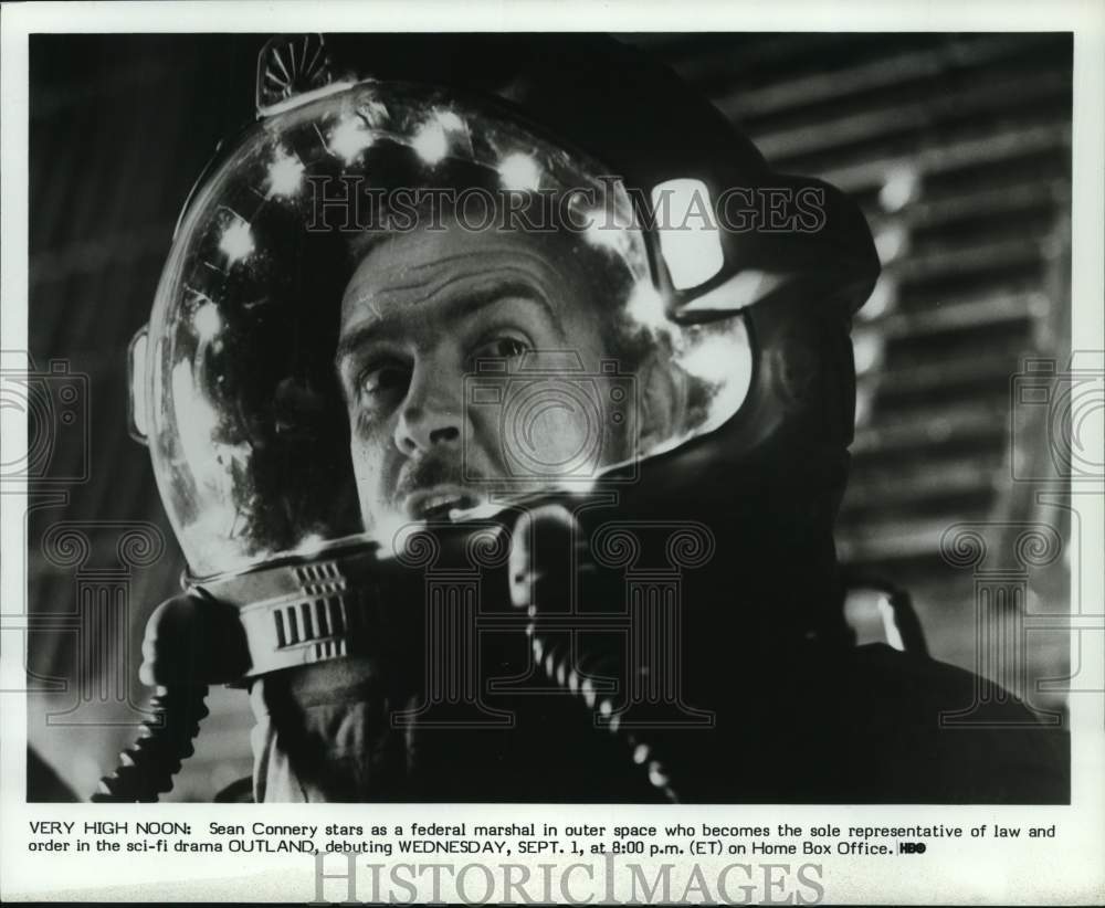 1982 Press Photo Sean Connery as a Federal Marshal in Outer Space in &quot;Outland&quot; - Historic Images