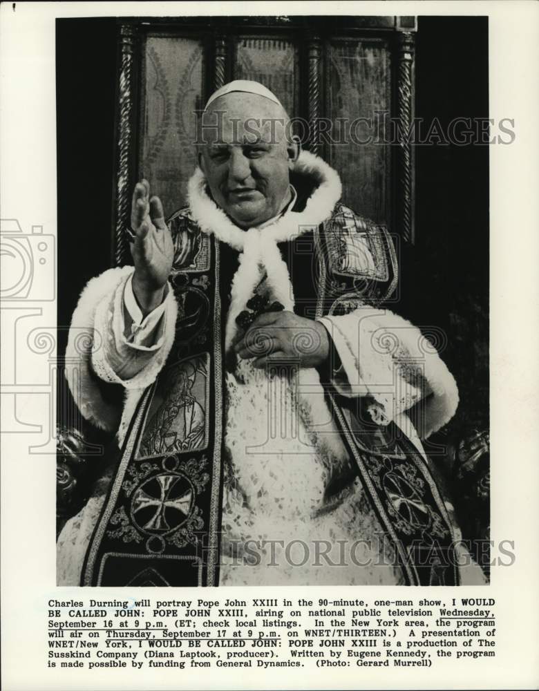 1987 Press Photo Charles Durning in "I Would Be Called John: Pope John XXIII" - Historic Images