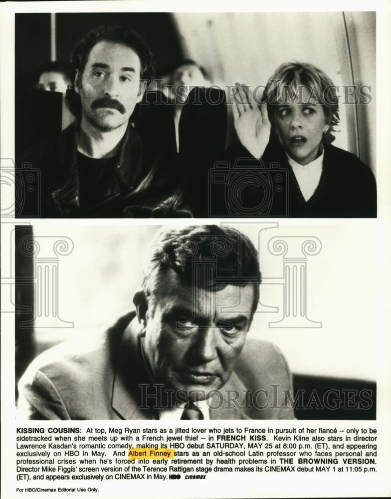 1996 Press Photo Actors in Scenes from &quot;French Kiss&quot; and &quot;The Browning Version&quot; - Historic Images