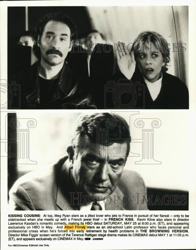 1996 Press Photo Actors in Scenes from "French Kiss" and "The Browning Version" - Historic Images