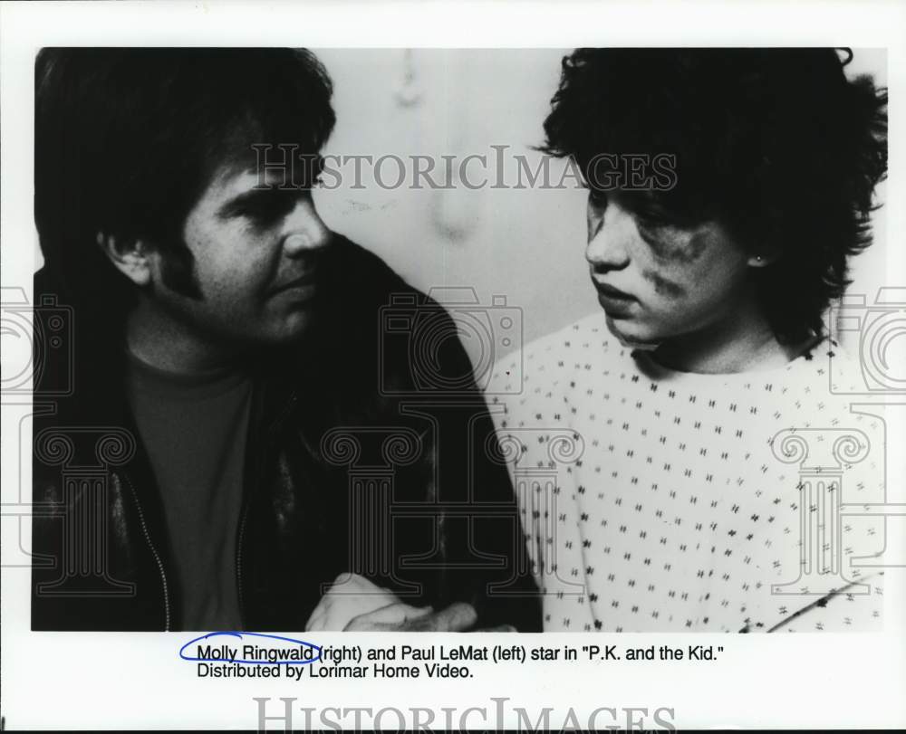 1987 Press Photo Actors Molly Ringwald, Paul LeMat star in P.K. and the Kid.- Historic Images