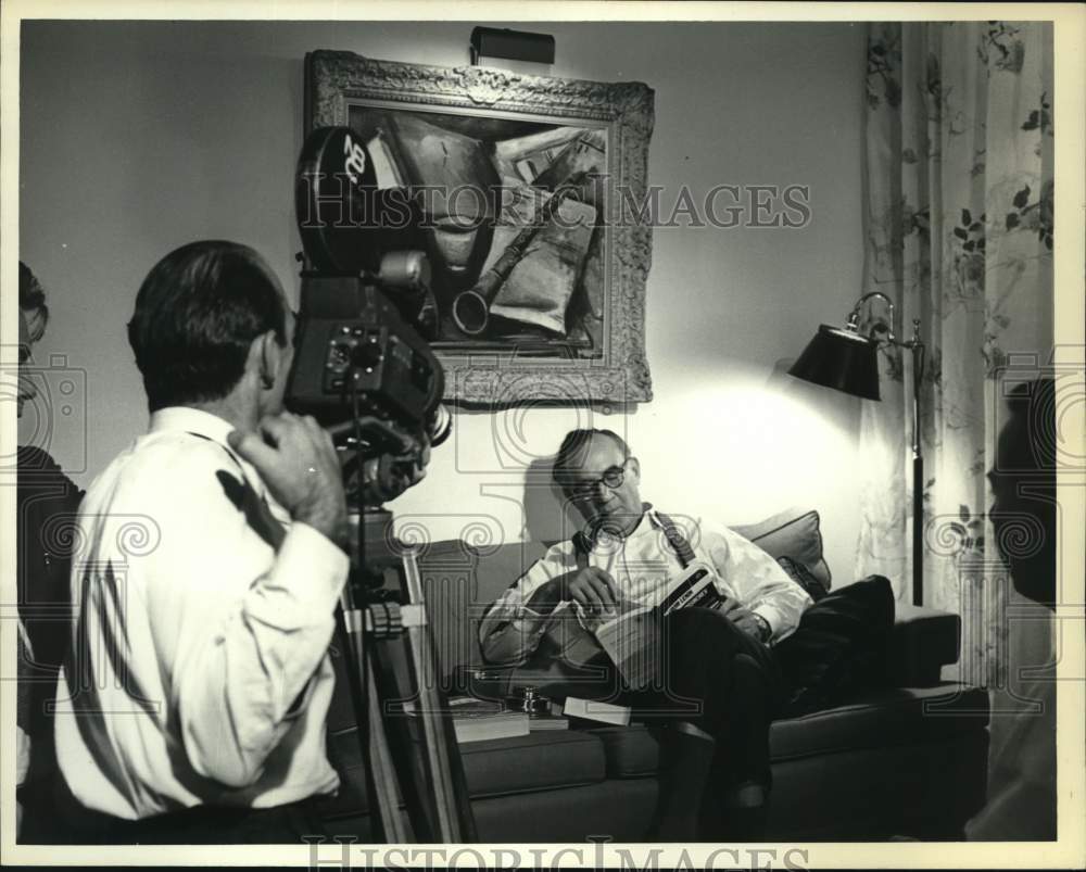 1963 Musician Benny Goodman with NBC cameraman filming him, New York-Historic Images