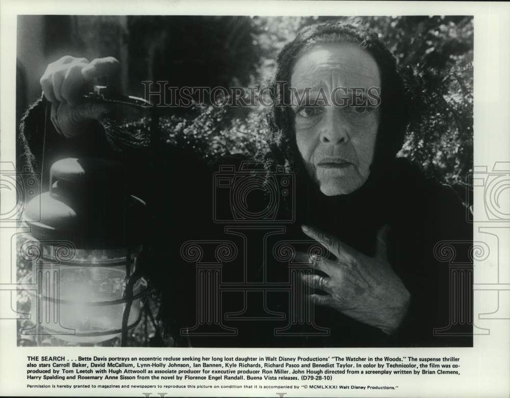 1981 Press Photo Actress Bette Davis in &quot;The Watcher in the Woods&quot; - hcp55443- Historic Images