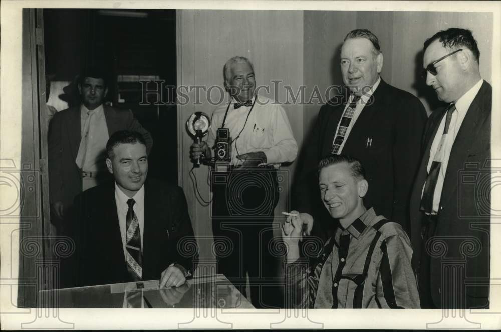 1956 Edward Hamlitt, 33, Ex-Convict, at News Meeting-Historic Images