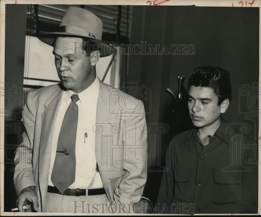 1953 Officer with Rudy Hernandez, Picked up in Rape Case-Historic Images