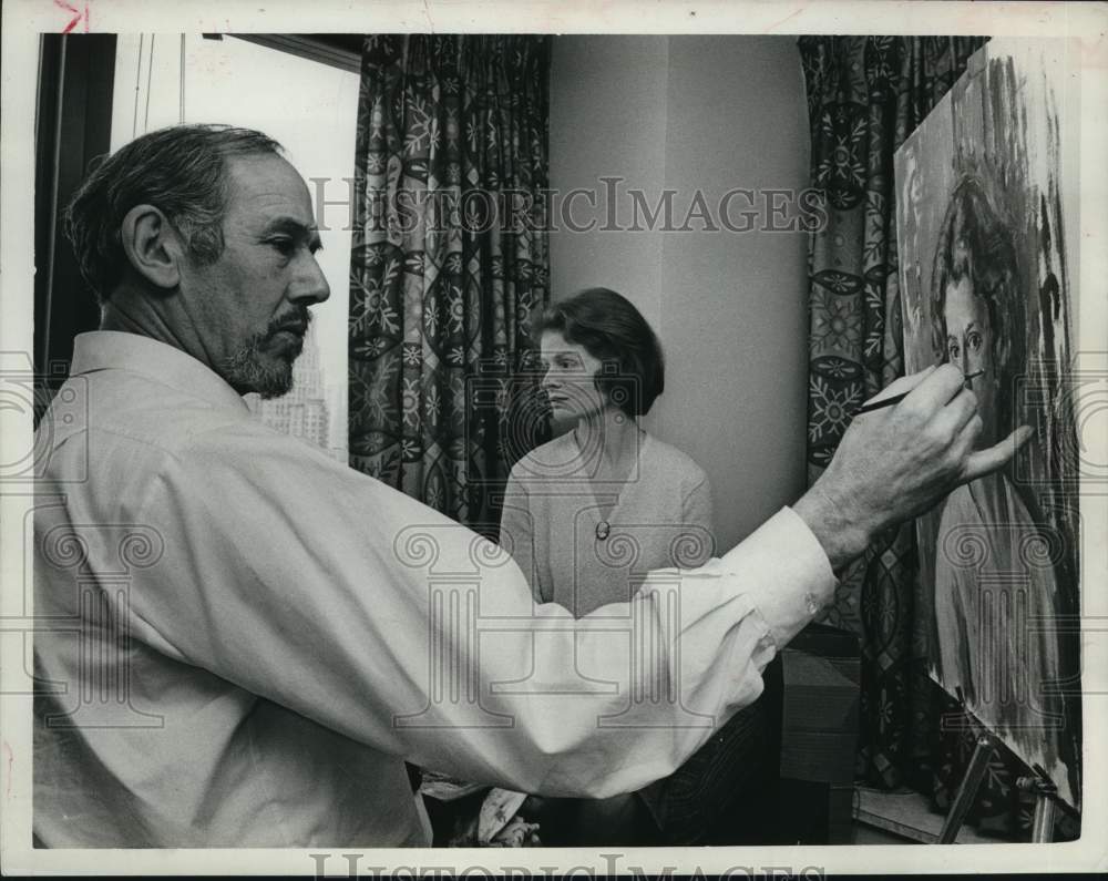 1966 Bernard Hailstone painting Suzelle Englesmith at his studio, TX-Historic Images