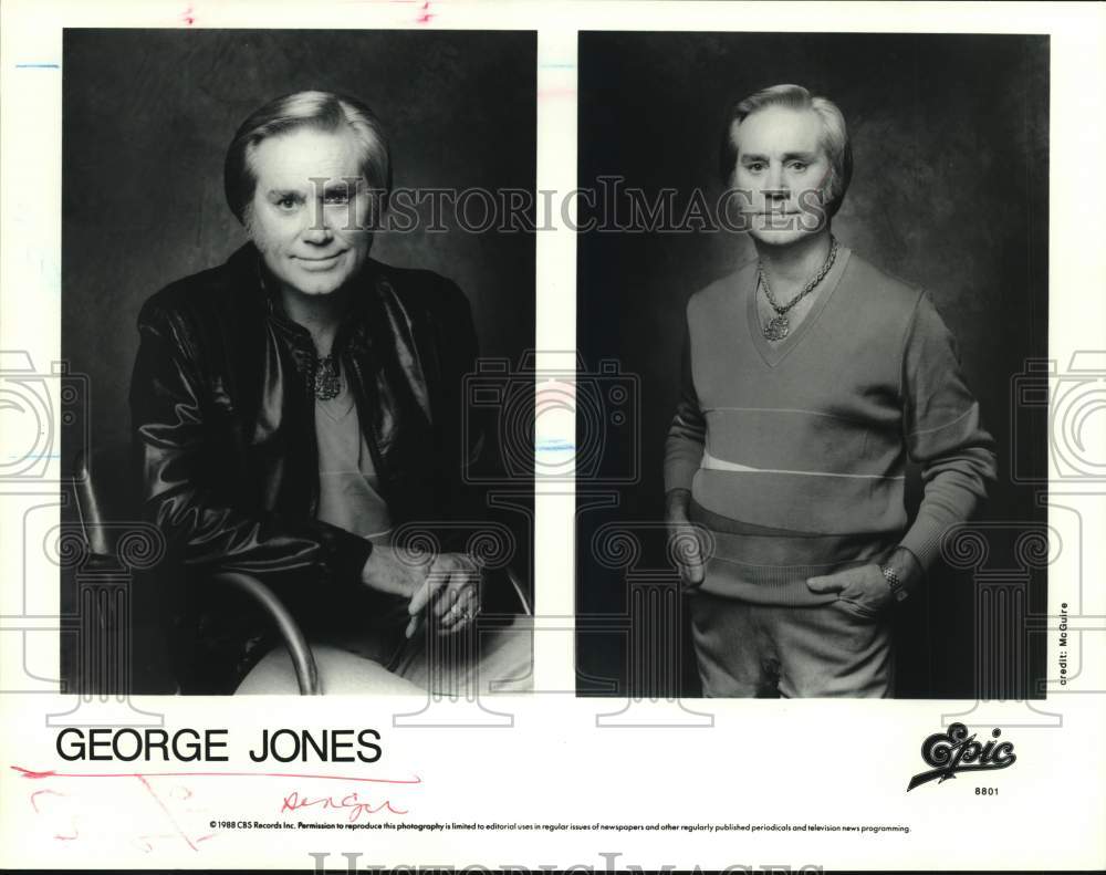 1988 Press Photo Singer George Jones - hcp61302 - Historic Images