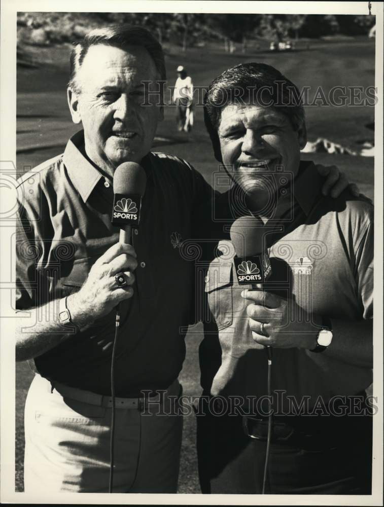 1988 Press Photo Vin Scully & Lee Trevino, NBC Sports Golf Commentators - Historic Images
