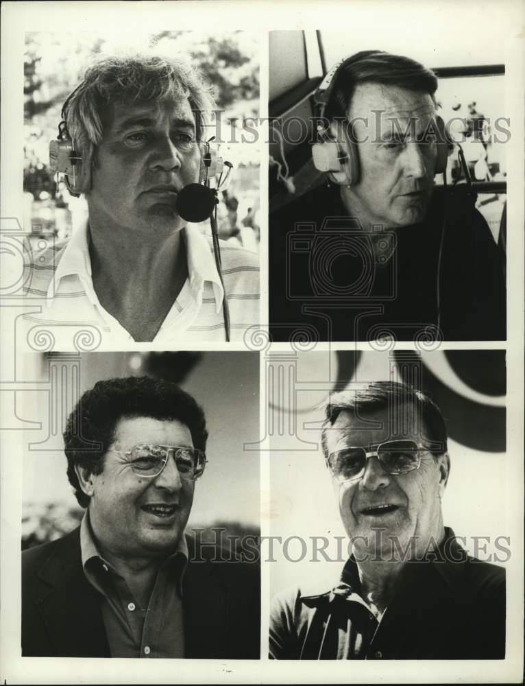 1988 Press Photo Pat Summerall, Vin Scully, Frank Chirkinian &amp; Bob Dailey- Historic Images