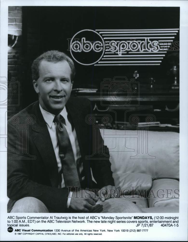 1987 Press Photo Al Trautwig, Host of ABCâ€s "Monday Sportsnite" - hcp83452- Historic Images