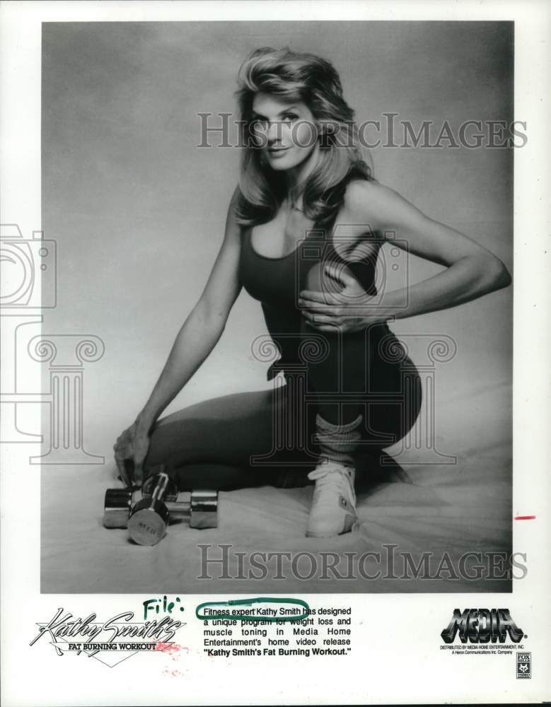 1988 Press Photo Fitness Expert Kathy Smith in &quot;Fat Burning Workout&quot; - hcp86870- Historic Images