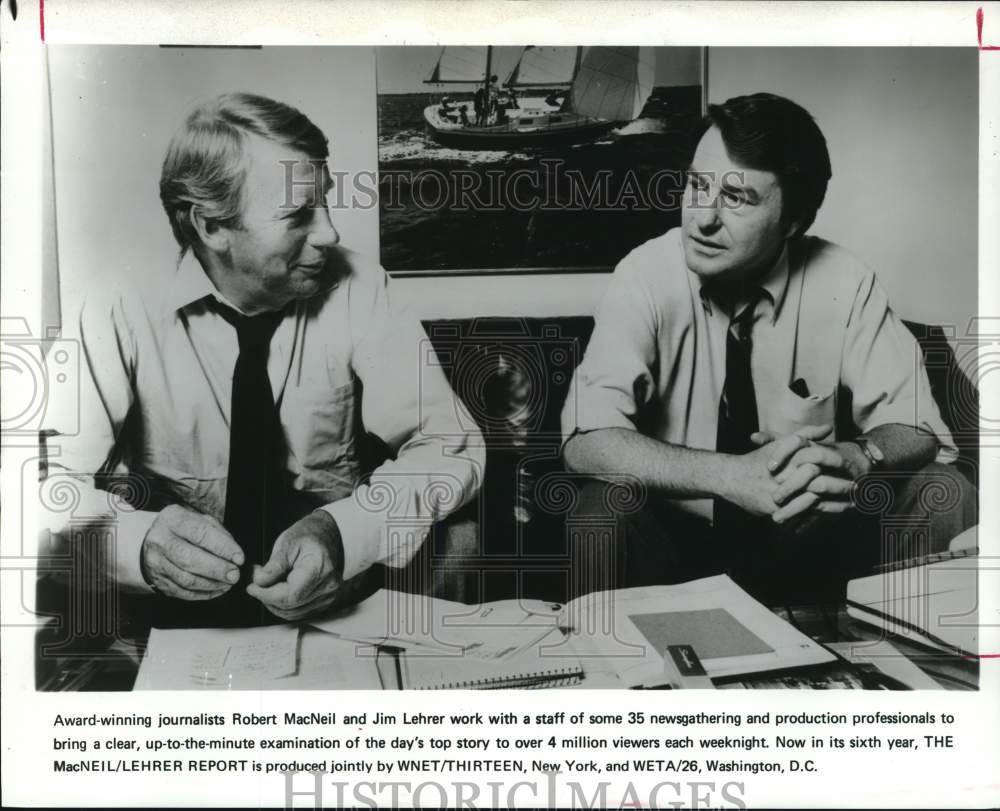 1994 Press Photo Robert MacNeil, Jim Lehrer host &quot;The MacNeil/Lehrer Report.&quot; - Historic Images