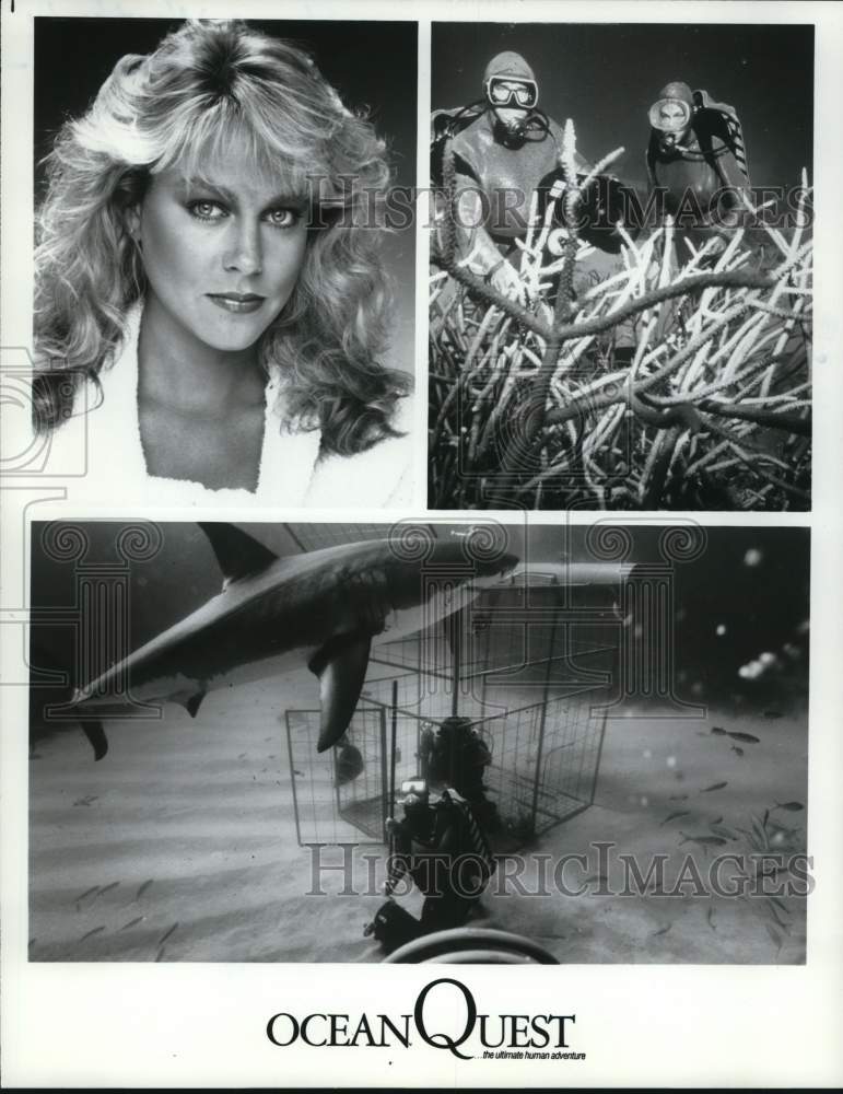 1985 Press Photo Host Shawn Weatherly of &quot;OceanQuest&quot; in Scenes on NBC-TV- Historic Images