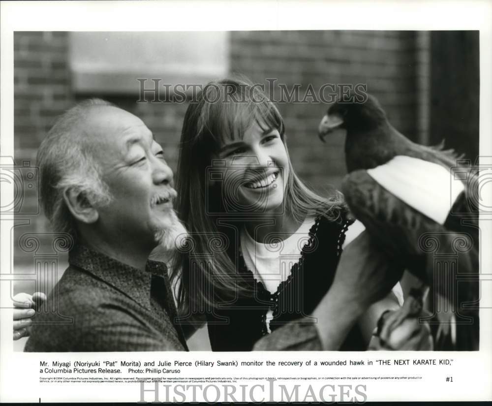 1994 Press Photo Hilary Swank & Noriyuki "Pat" Morita in "The Next Karate Kid" - Historic Images