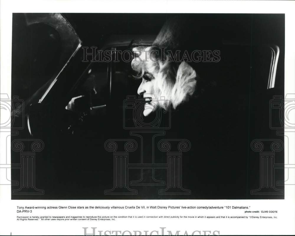 Press Photo Actress Glenn Close as Cruella De Vil in "101 Dalmatians"- Historic Images