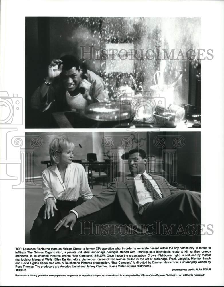 Press Photo Ellen Barkin &amp; Lawrence Fishburne in &quot;Bad Company&quot; Movie - hcq22696 - Historic Images