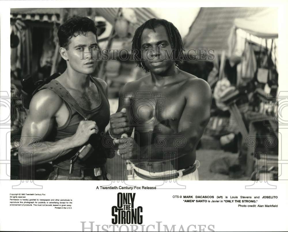 1993 Press Photo Mark Dacascos &amp; Joselito &quot;Amen&quot; Santo in &quot;Only the Strong&quot; - Historic Images