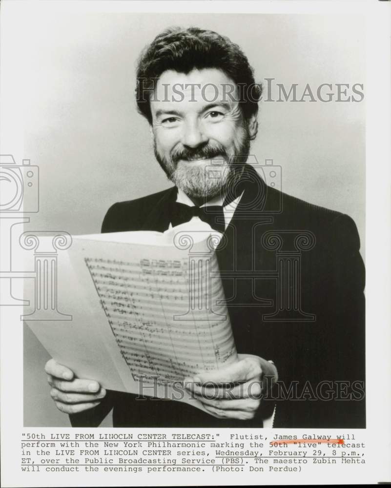 1984 Press Photo Flutist James Galway - hcq45682- Historic Images