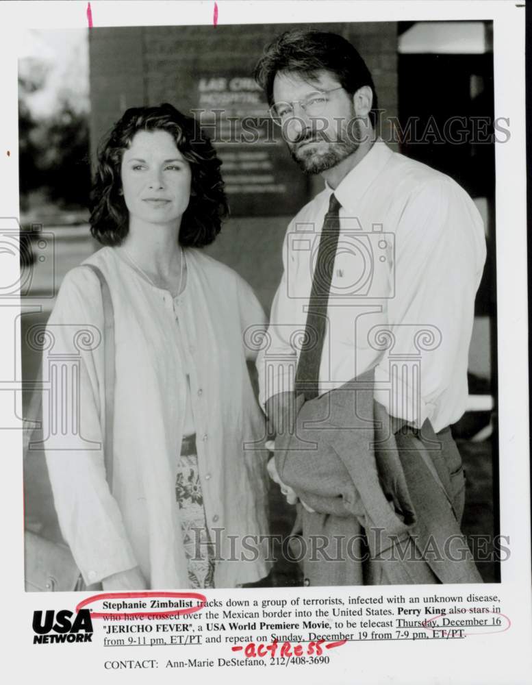 1993 Press Photo Actors Stephanie Zimbalist &amp; Perry King in &quot;Jericho Fever&quot;- Historic Images