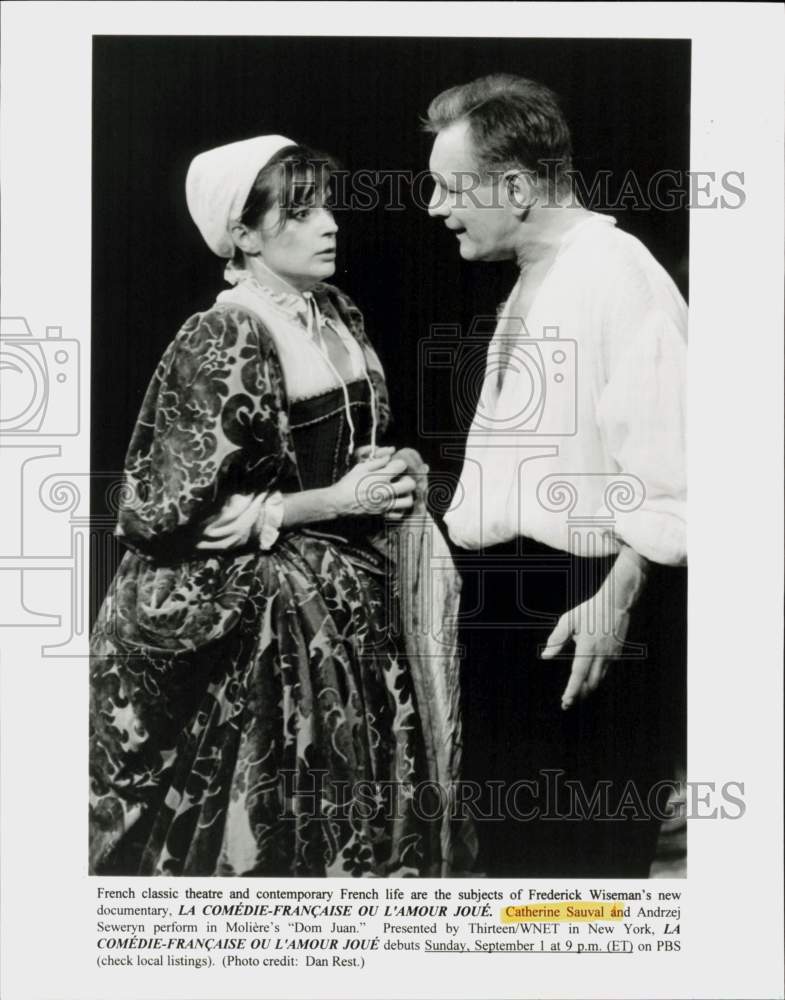 1996 Press Photo Catherine Sauval and Andrzej Seweryn in MoliÃ¨re&#39;s &quot;Dom Juan&quot;- Historic Images