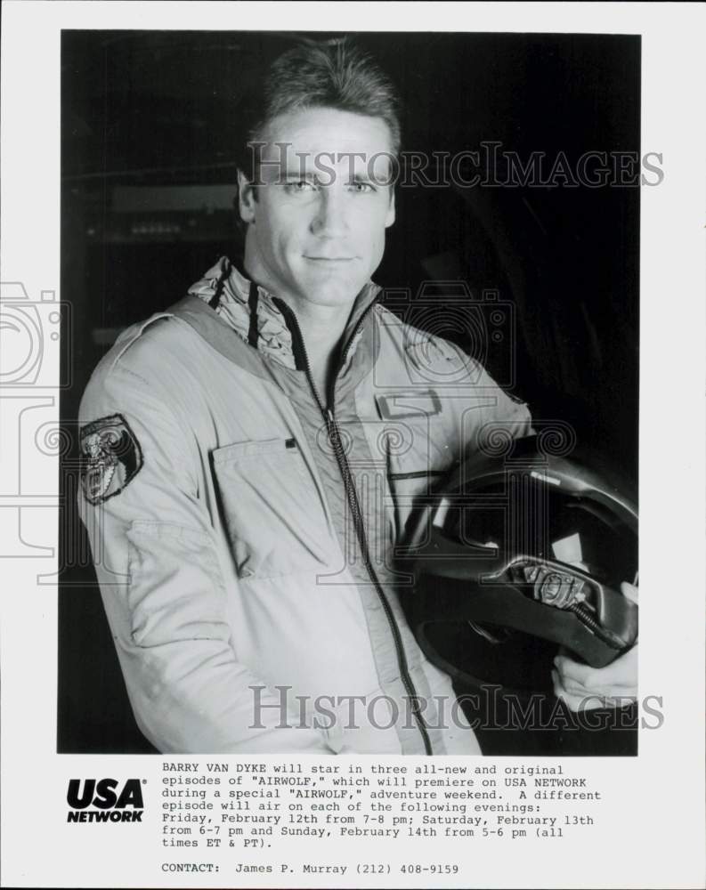 1988 Press Photo Actor Barry Van Dyke on "Airworlf" - hcq46327- Historic Images