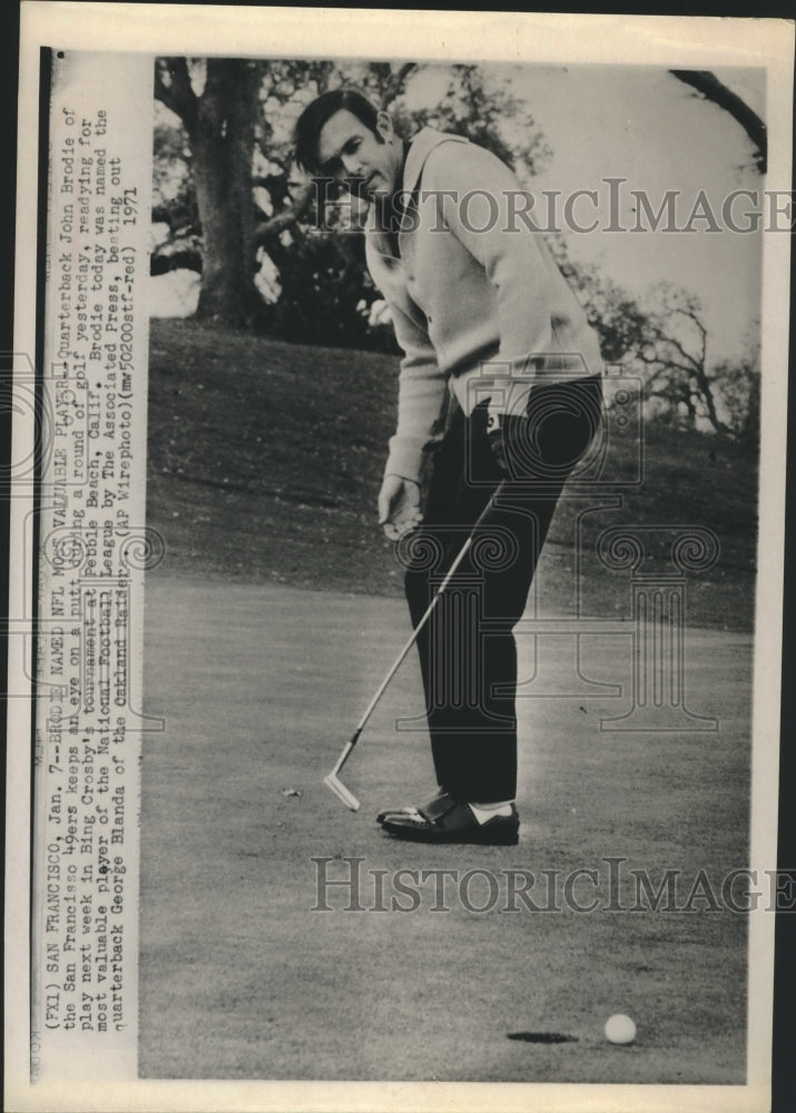 1971 Press Photo John Brodie, San Francisco 49ers Football Quarterback Golfing - Historic Images