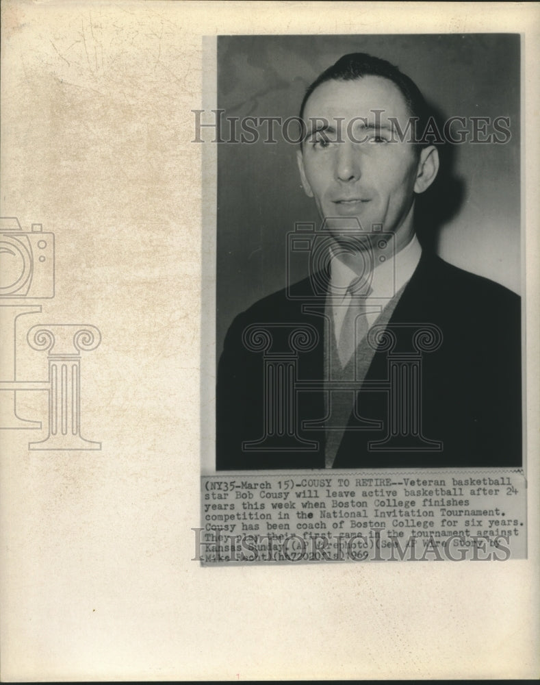 1969 Press Photo Bob Cousy, Boston College Basketball Coach - hcs00124- Historic Images