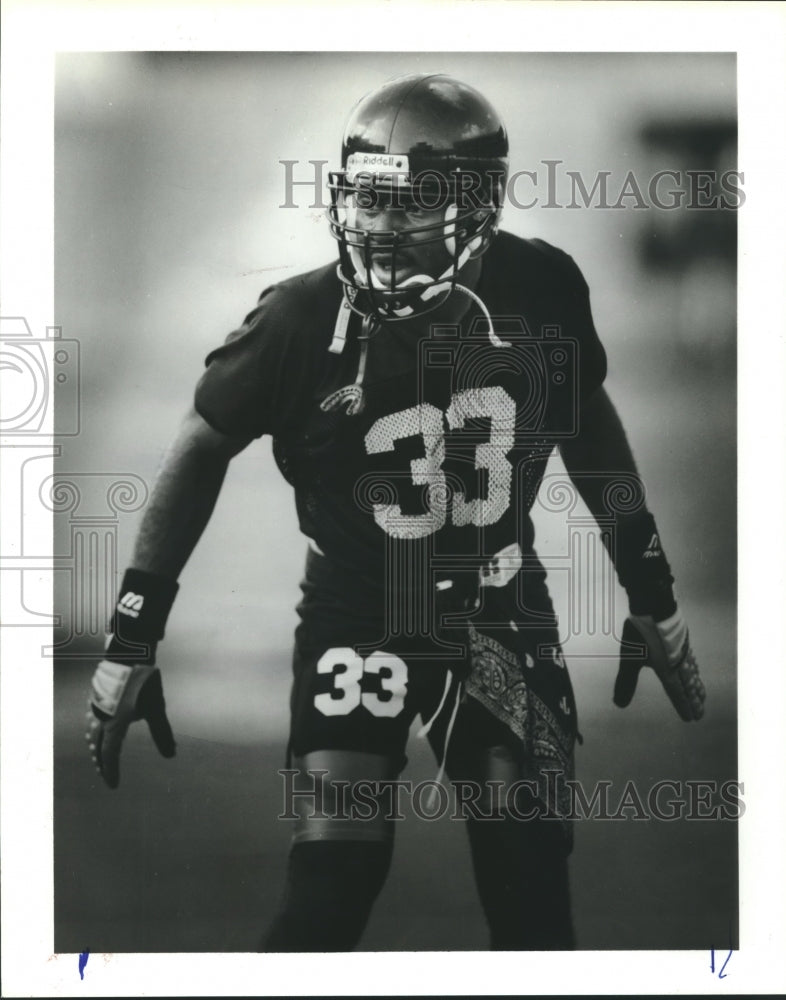 1991 Press Photo Nathan Bennett, Rice Football Player at Rice Stadium - Historic Images