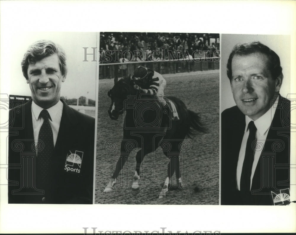 1986 Press Photo Breeders' Cup spotlight on Phone Trick by B. Scott, T. Durkin - Historic Images