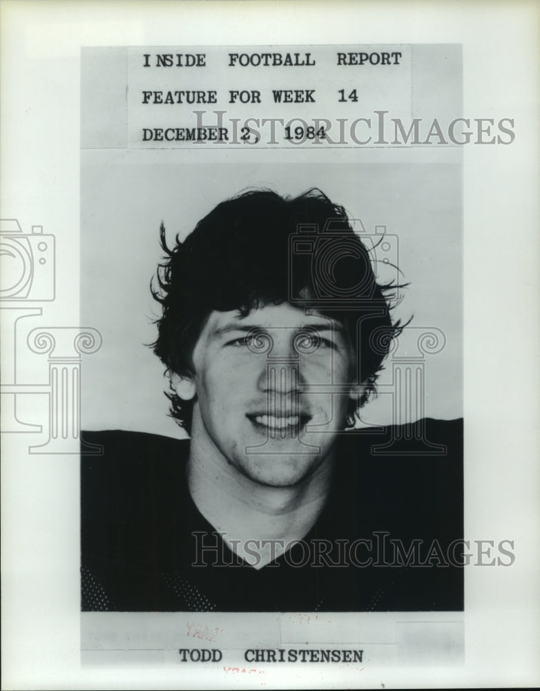 1984 Press Photo Inside Football Report player for week 14, Todd Christensen - Historic Images