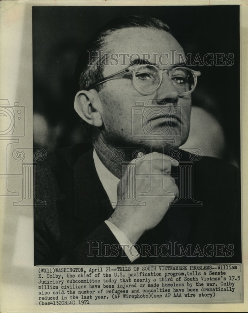 1971 Press Photo William Colby, chief of the U.S. pacification program - Historic Images