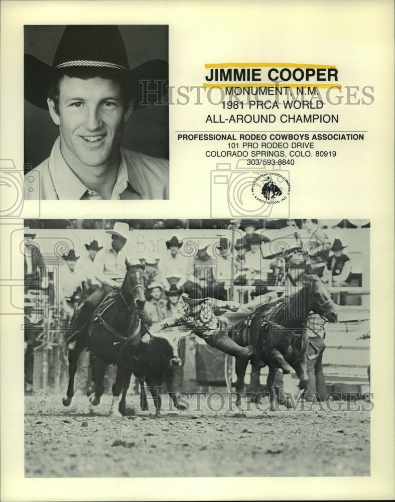 1982 Press Photo Jimmie Cooper of Monument, NM., 1981 PRCA World All-Round Champ - Historic Images