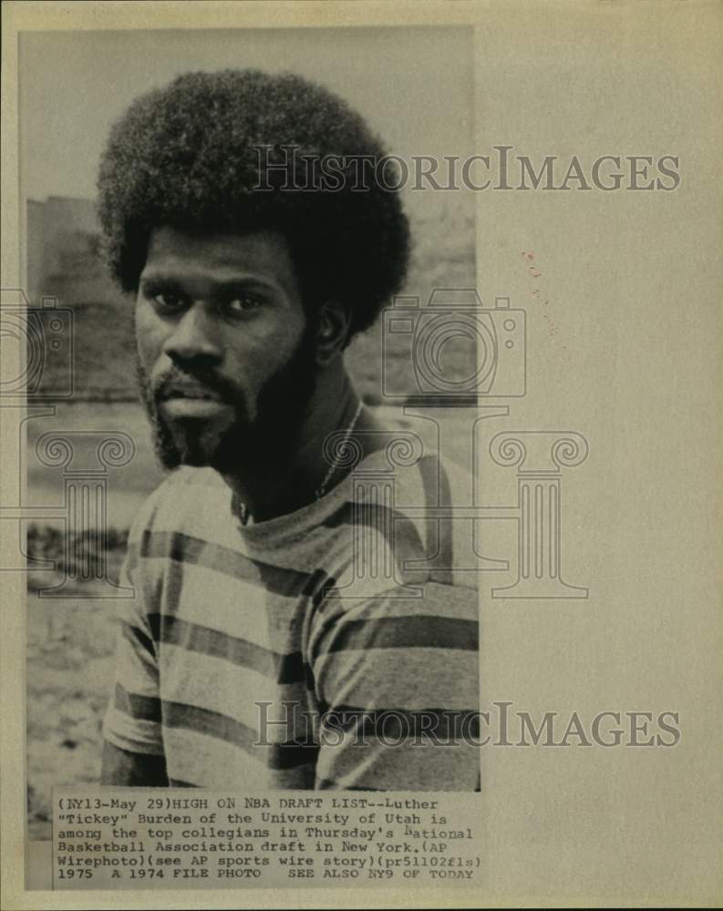 1974 Press Photo Luther Burden on the National Basketball Association draft list - Historic Images