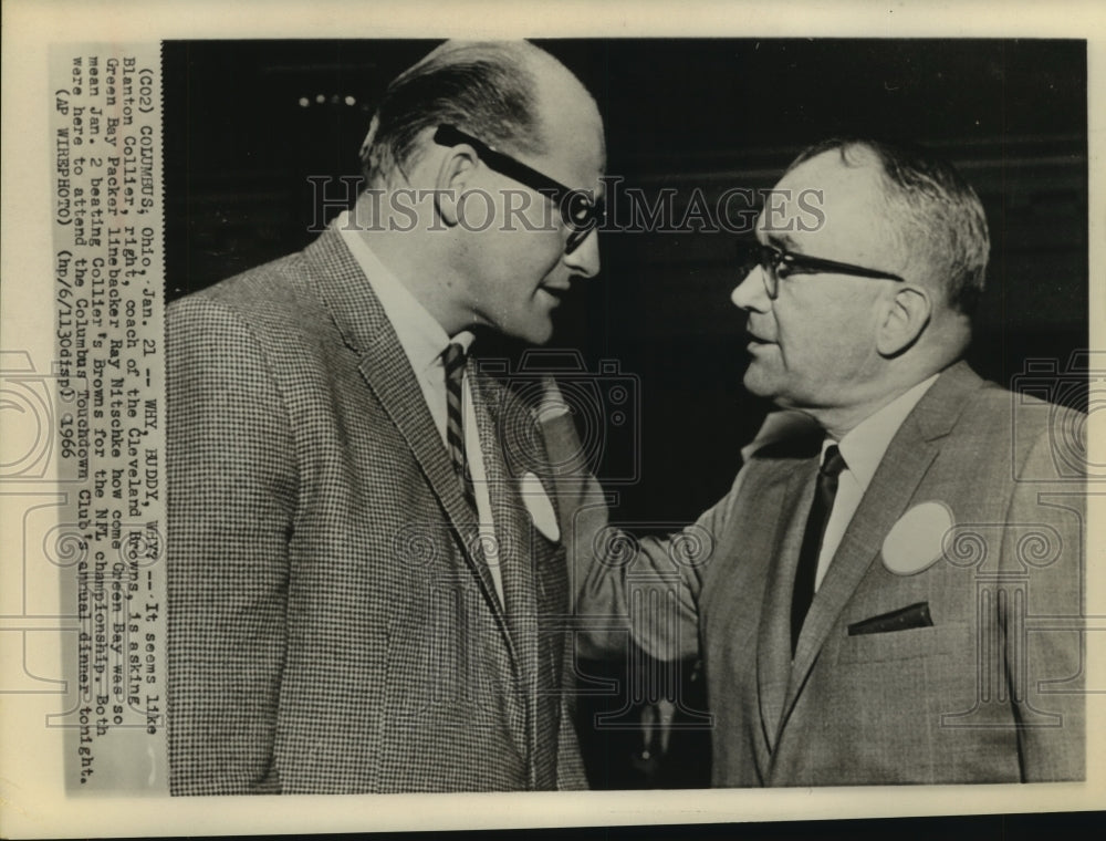 1966 Press Photo Columbus-Blanton Collier & Ray Nitschke chat at Touchdown Club- Historic Images