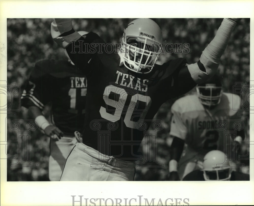 1985 Press Photo University of Texas football player Kip Cooper scores touchdown - Historic Images