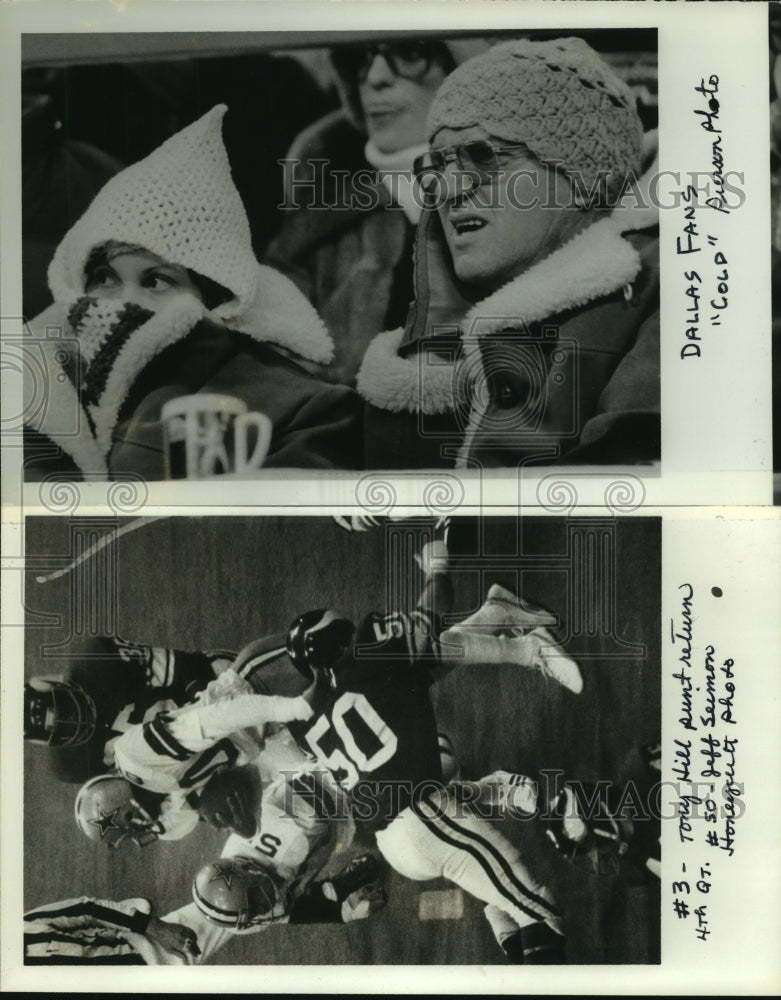 1978 Press Photo Dallas Cowboys&#39; Tony Hill returns a punt as cold fans look on. - Historic Images