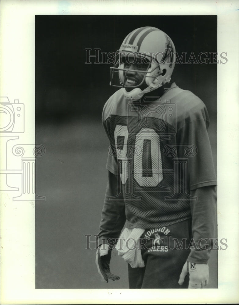 1989 Press Photo Houston Oilers' receiver Curtis Duncan all smiles at practice.- Historic Images