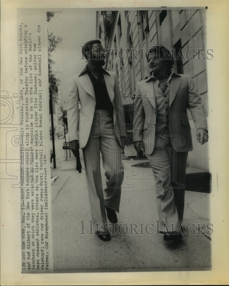 1975 Press Photo Walt Frazier, Rod Gilbert among &quot;Sport&quot; magazines best dressed. - Historic Images