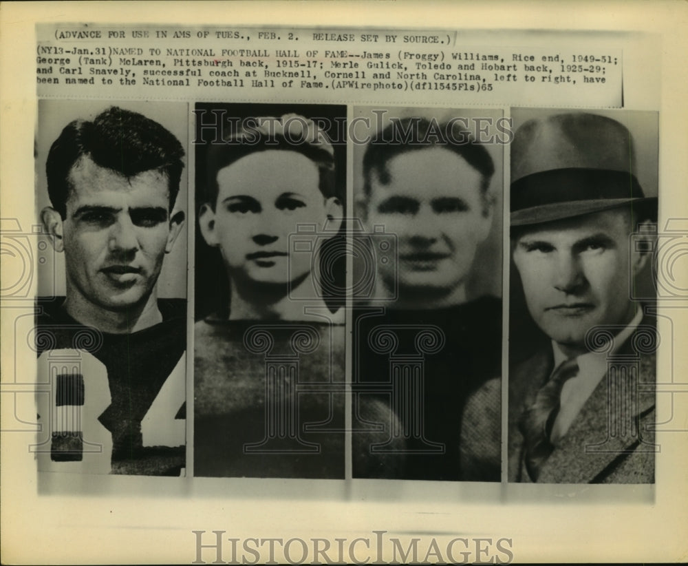 1965 Press Photo Williams, McLaren, Gulick, Snavely; to National Football Hall. - Historic Images