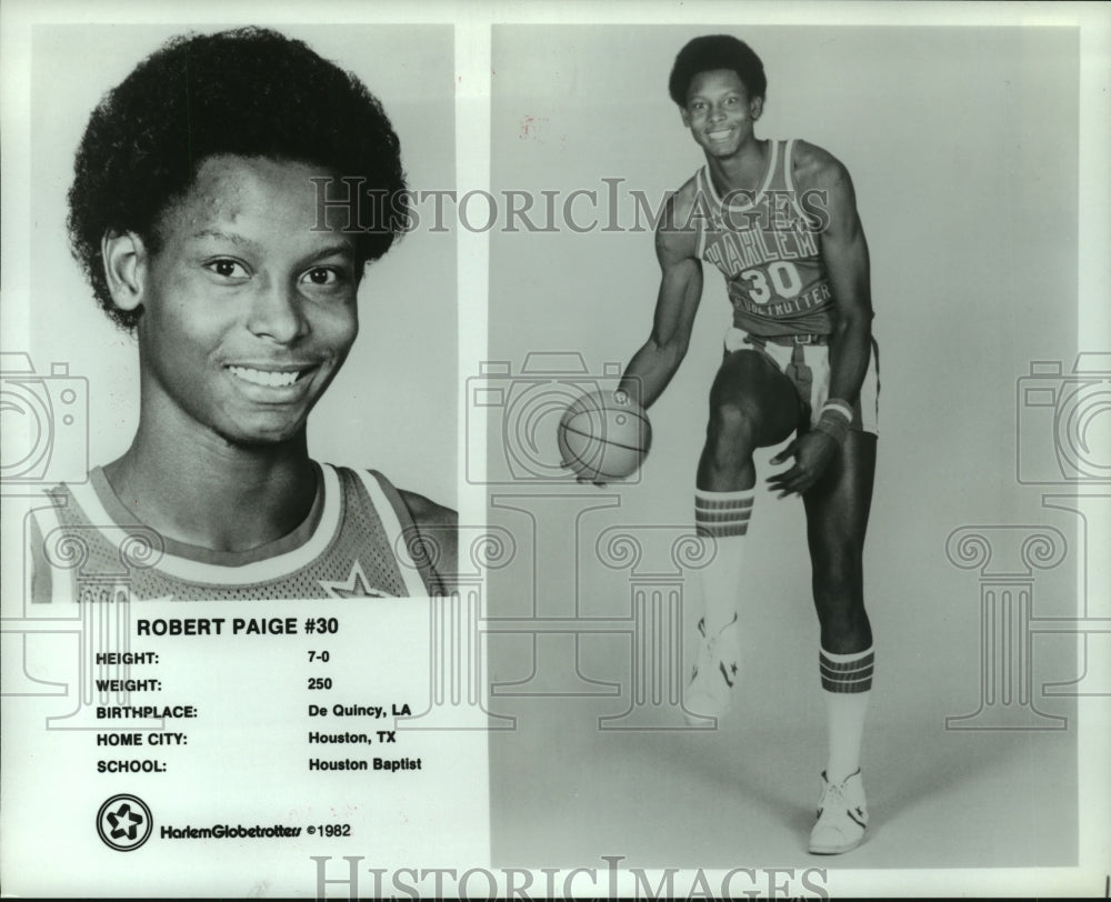 1982 Press Photo Harlem Globetrotters&#39; basketball player Robert Paige.- Historic Images