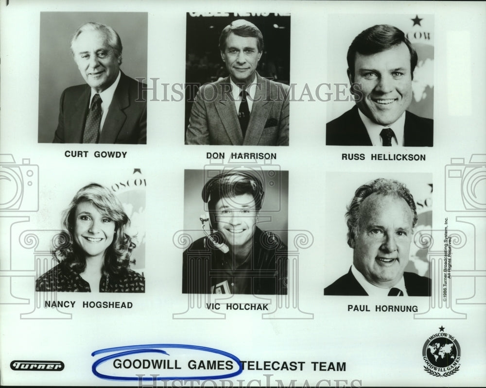 1986 Press Photo Goodwill Games telecast commentator team. - hcs05429- Historic Images