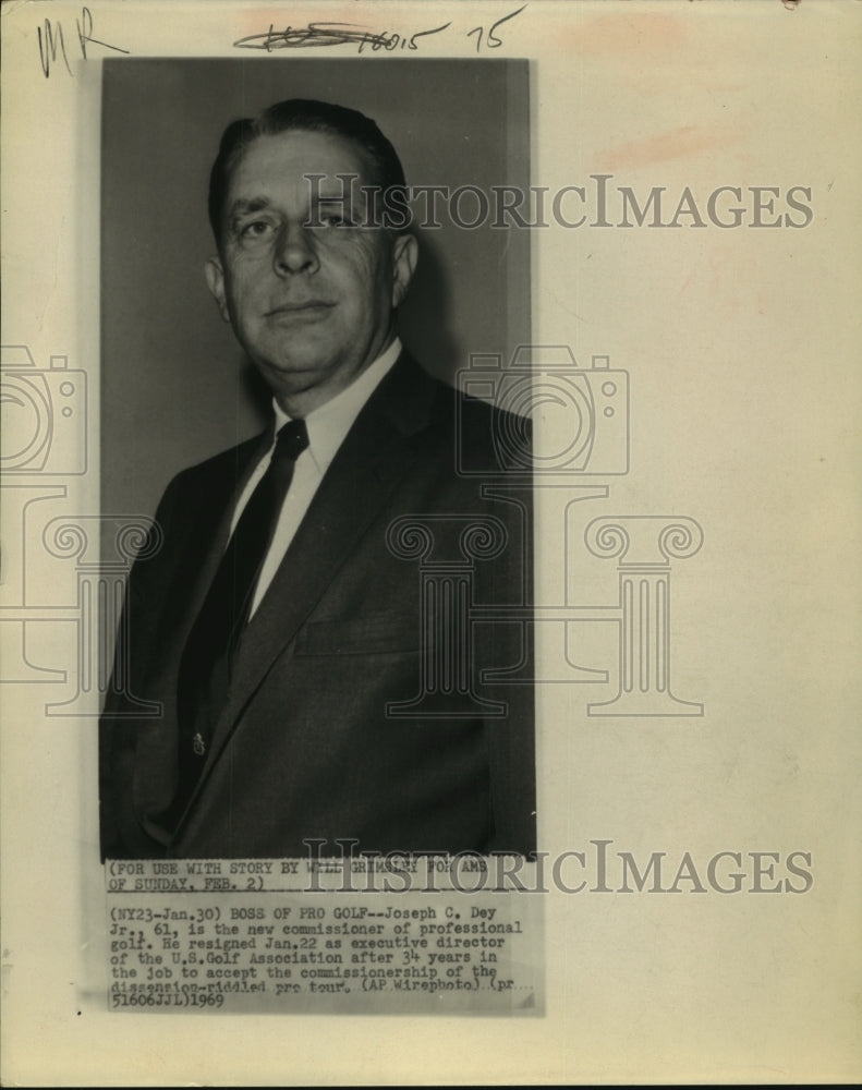1969 Press Photo Joseph C. Dey, Jr., named new commissioner of pro golf.- Historic Images