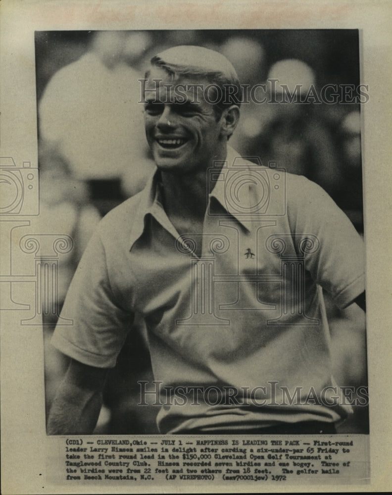 1972 Golfer Larry Hinson smiles; leads first round of Cleveland Open - Historic Images