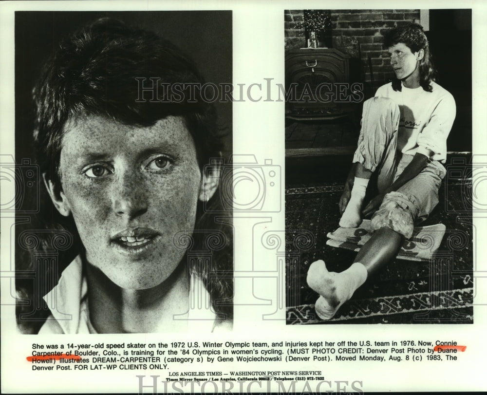 1983 Press Photo US Olympic skater Connie Carpenter trains for &#39;84 cycling team. - Historic Images