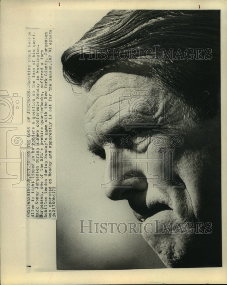 1972 Washington Redskins coach George Allen reacts to Jurgensen loss - Historic Images