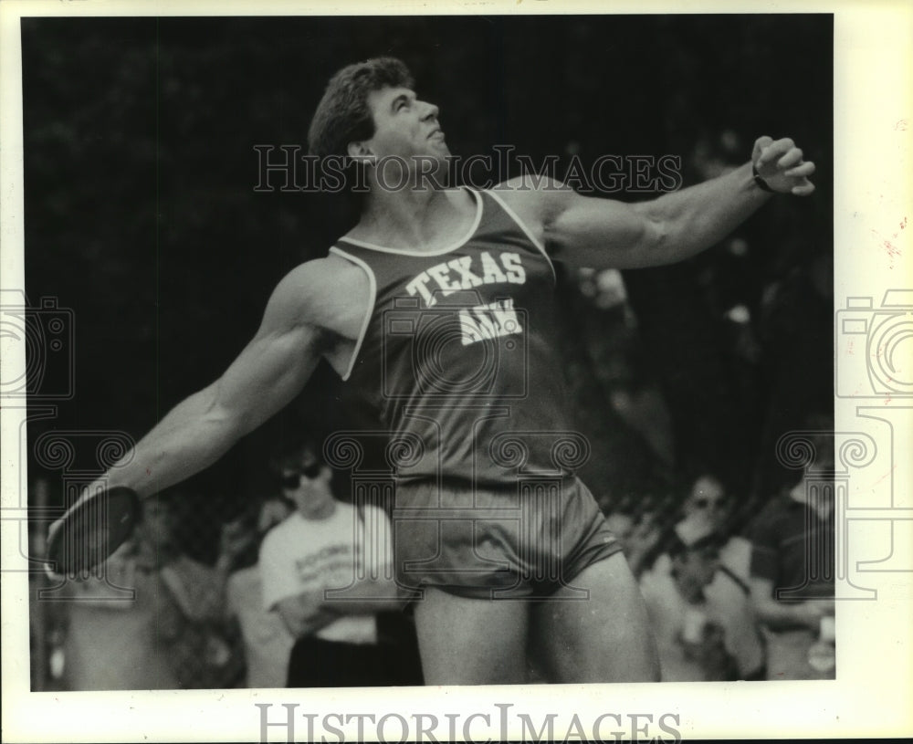 1986 Press Photo Texas A&amp;M&#39;s Randy Barnes wins Southwest Conference discus title- Historic Images