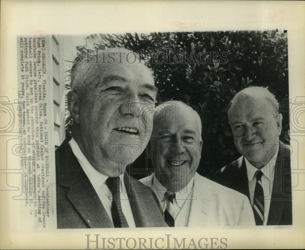 1965 Heads of Baseball - Ford Frick, Warren Giles, and Joe Cronin. - Historic Images